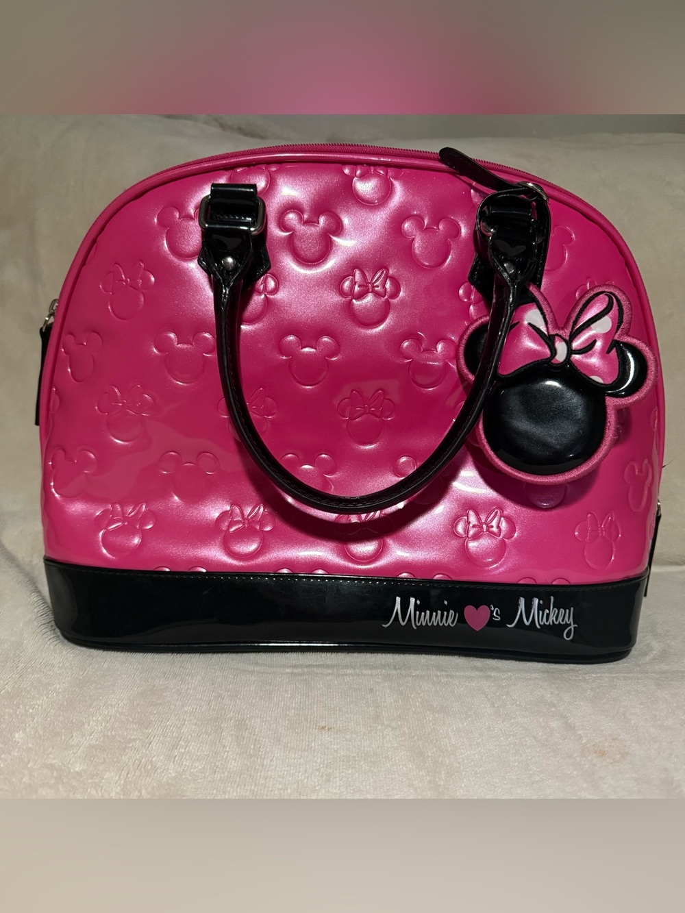 Disney Parks Loungefly Pink Minnie Dome Satchel Bag